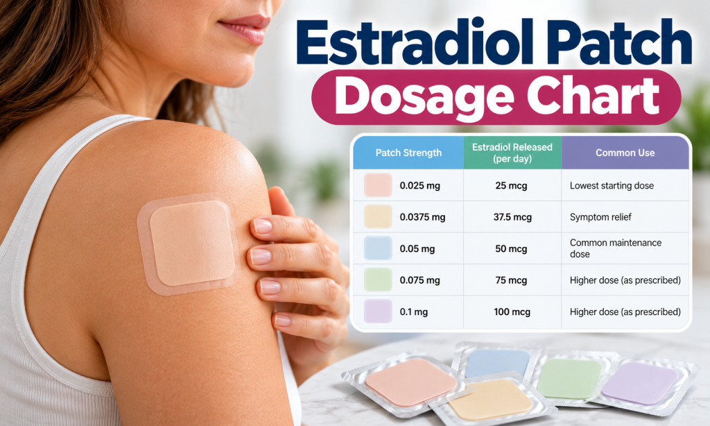 Estradiol Patch Dosage Chart: Common Strengths, Uses, and Safety Estradiol Patch Dosage Chart